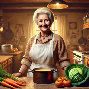 Maïté en cuisine, entourée d’ingrédients frais et de plats traditionnels.
